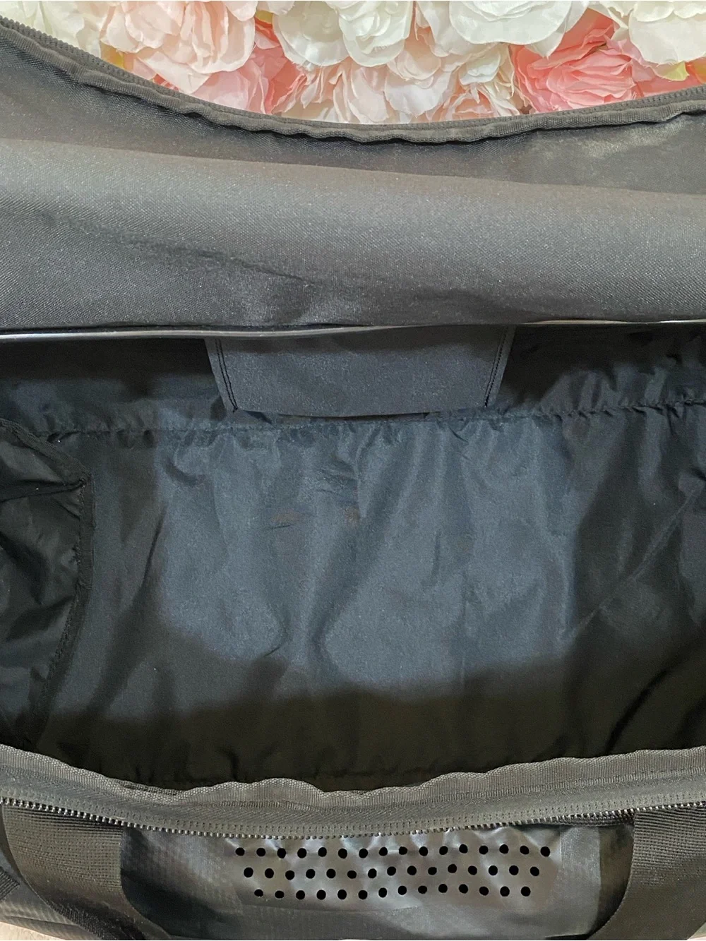 Nike Black Duffle Bag with White Swoosh